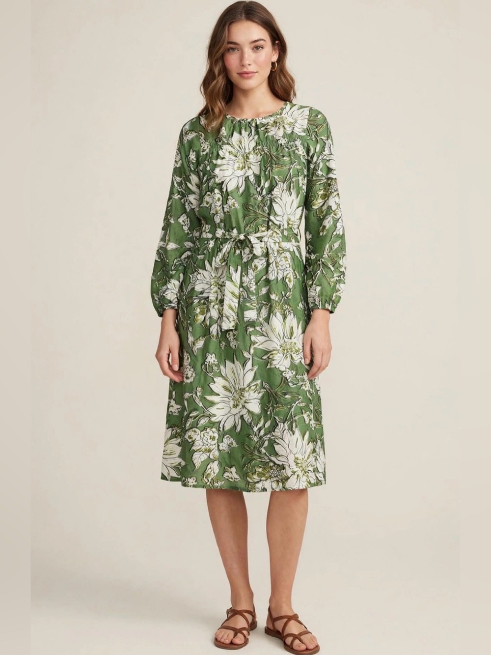 NWOT Pisco Floral‎ Green Dress Sz S
